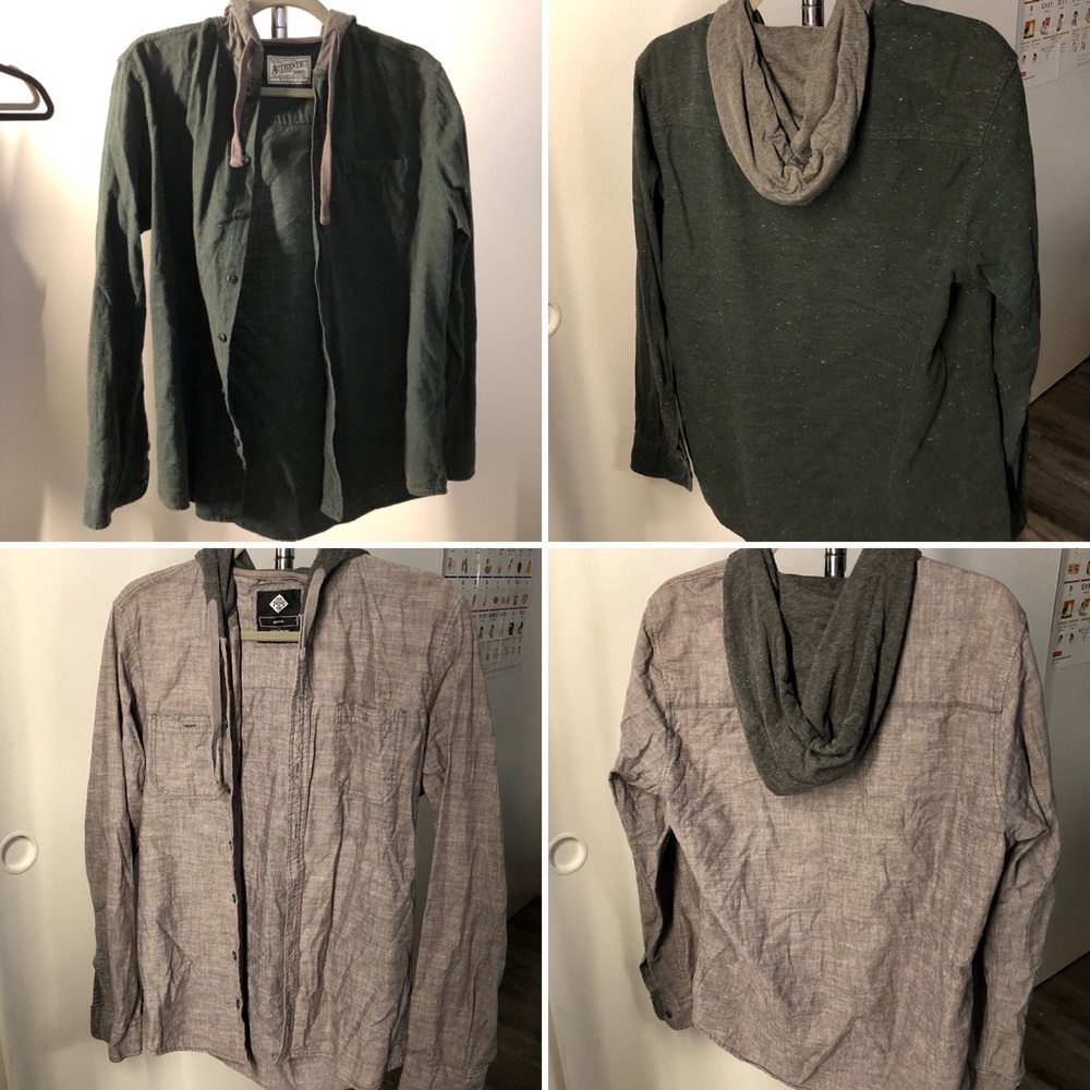 Men’s hooded button down shirts *bundle* Sz med